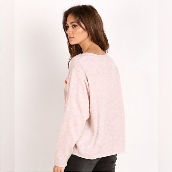 REVOLVE Wildfox Suck It Up Lips Light Pink Oversized Sweater Size XS - Picture 2 of 12